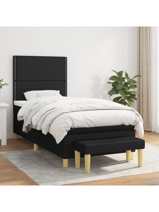 Box spring postel s matrací černá 90x190 cm textil