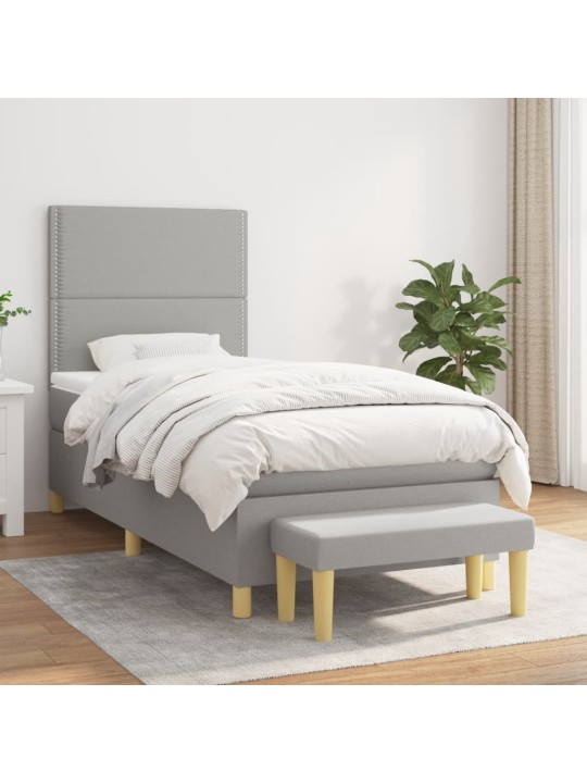 Box spring postel s matrací světle šedá 90x200 cm textil