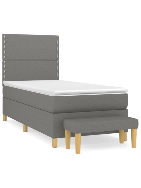 Box spring postel s matrací tmavě šedá 90x200 cm textil