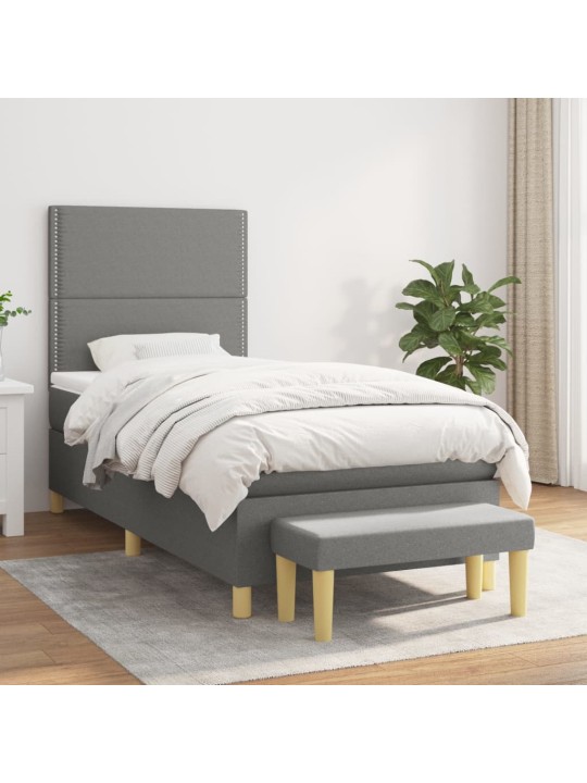 Box spring postel s matrací tmavě šedá 90x200 cm textil