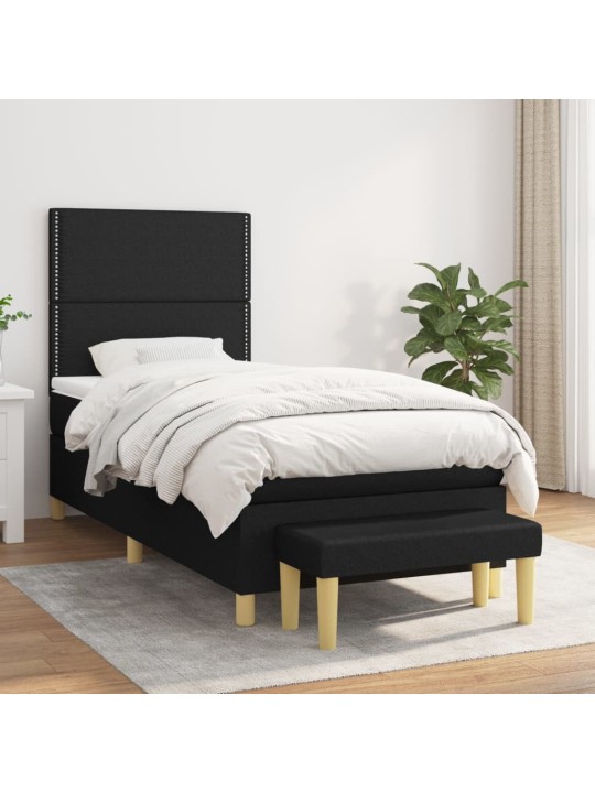 Box spring postel s matrací černá 100 x 200 cm textil