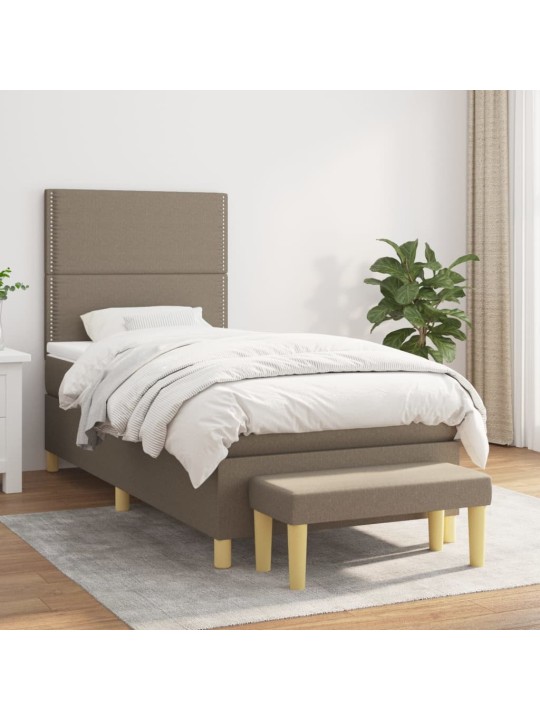 Box spring postel s matrací taupe 100 x 200 cm textil