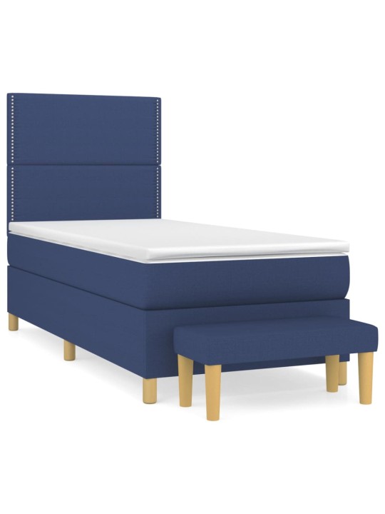 Box spring postel s matrací modrá 100 x 200 cm textil