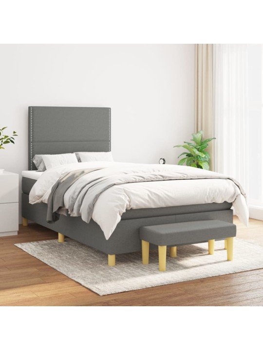 Box spring postel s matrací tmavě šedá 120x200 cm textil