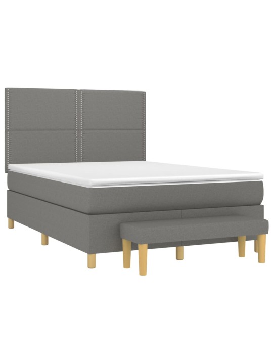 Box spring postel s matrací tmavě šedý 140 x 190 cm textil