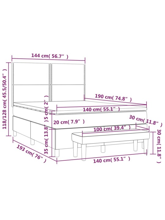 Box spring postel s matrací tmavě šedý 140 x 190 cm textil