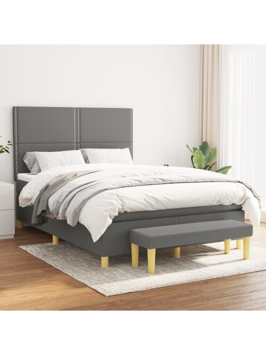 Box spring postel s matrací tmavě šedý 140 x 190 cm textil