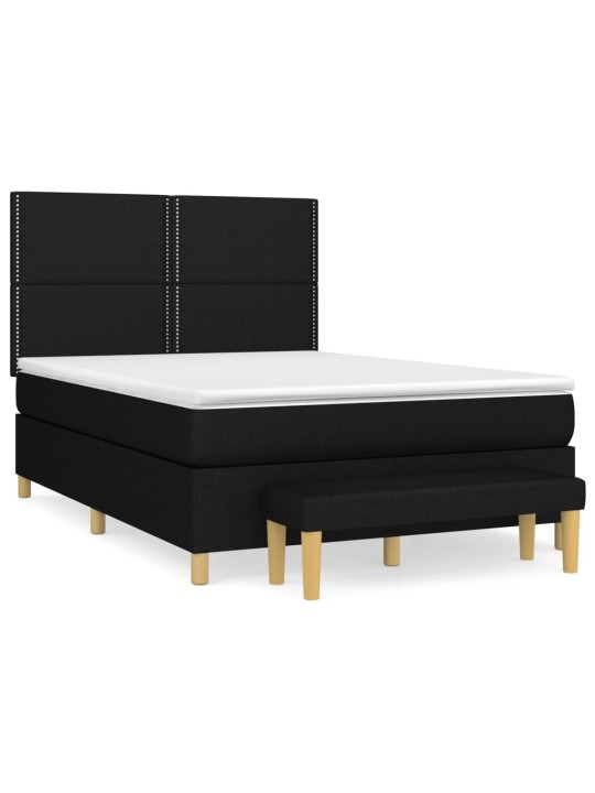 Box spring postel s matrací černá 140 x 190 cm textil