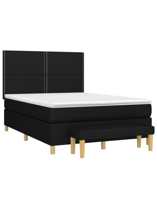 Box spring postel s matrací černá 140 x 190 cm textil