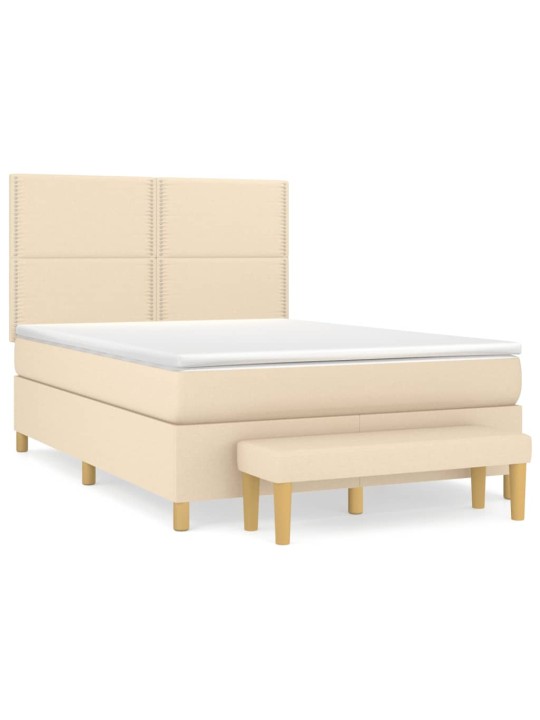 Box spring postel s matrací krémová 140x190 cm textil
