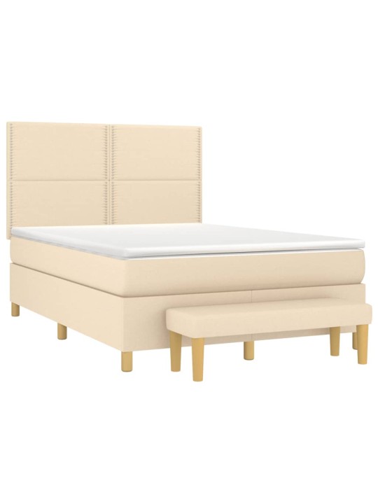 Box spring postel s matrací krémová 140x190 cm textil
