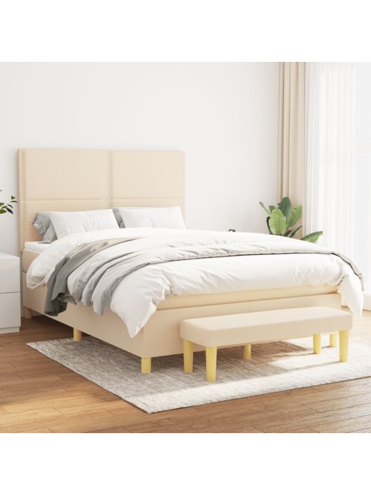 Box spring postel s matrací krémová 140x190 cm textil