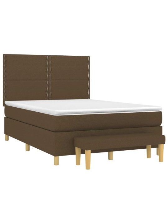 Box spring postel s matrací tmavě hnědá 140x200 cm textil