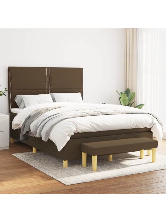 Box spring postel s matrací tmavě hnědá 140x200 cm textil