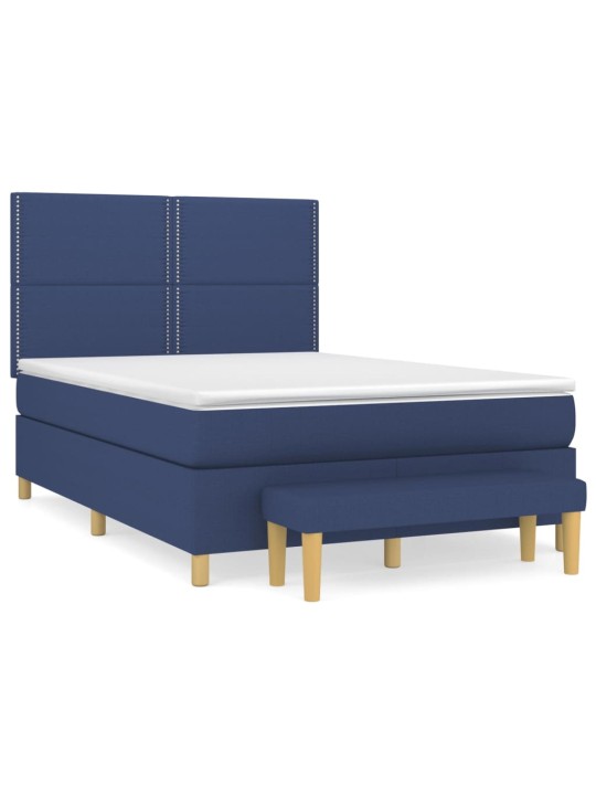 Box spring postel s matrací modrá 140x200 cm textil