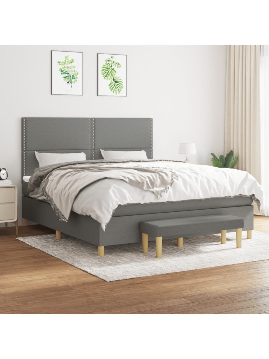 Box spring postel s matrací tmavě šedá 160x200 cm textil