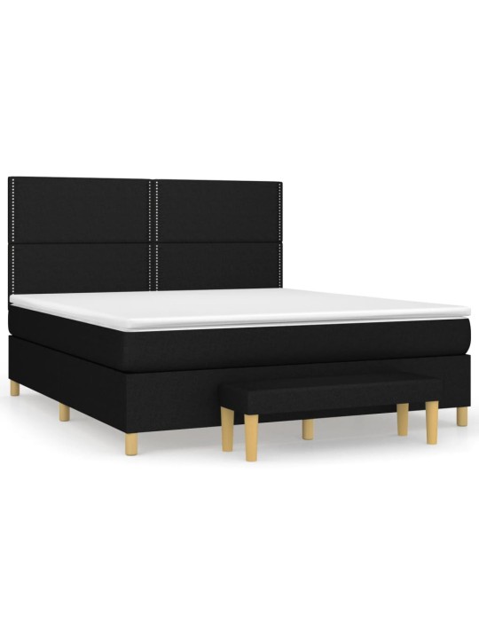 Box spring postel s matrací černá 160x200 cm textil