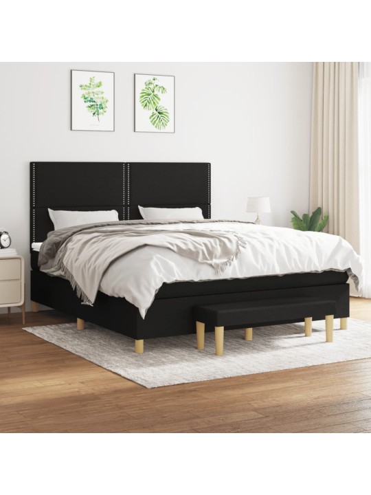 Box spring postel s matrací černá 160x200 cm textil