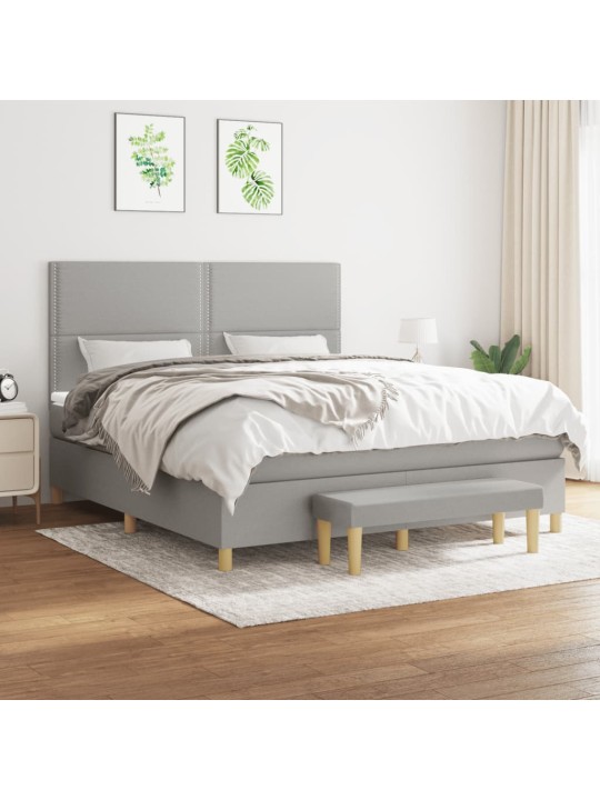 Box spring postel s matrací světle šedá 180 x 200 cm textil