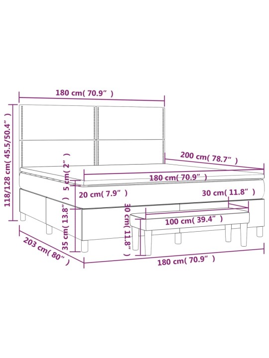 Box spring postel s matrací tmavě šedá 180x200 cm textil