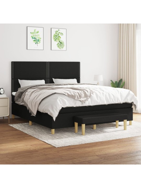 Box spring postel s matrací černá 180x200 cm textil