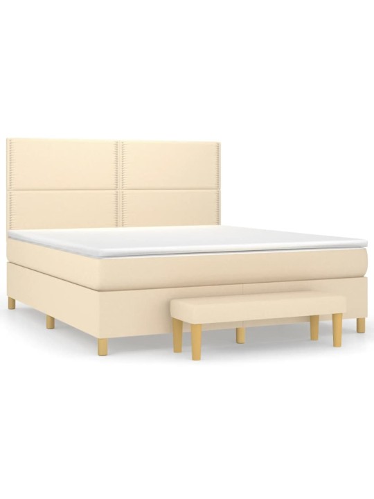 Box spring postel s matrací krémová 180x200 cm textil