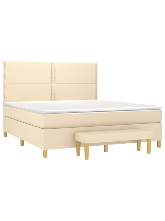Box spring postel s matrací krémová 180x200 cm textil
