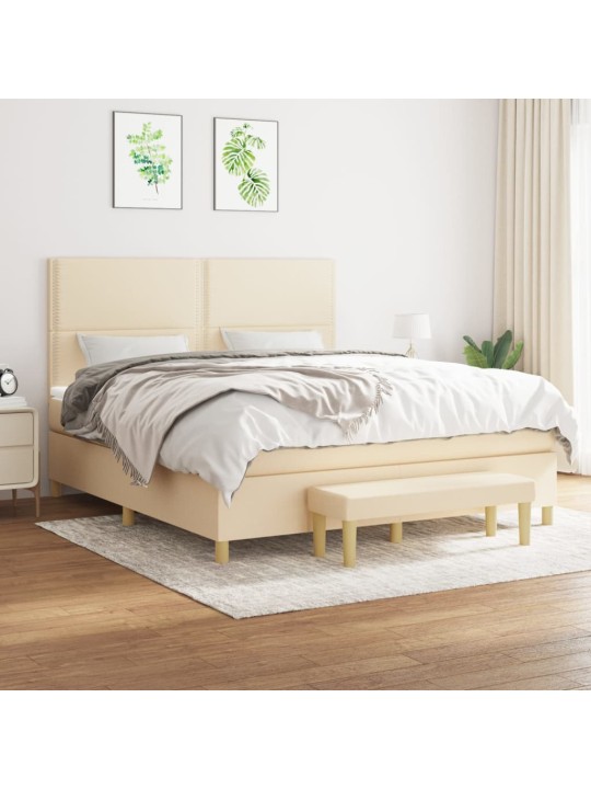 Box spring postel s matrací krémová 180x200 cm textil
