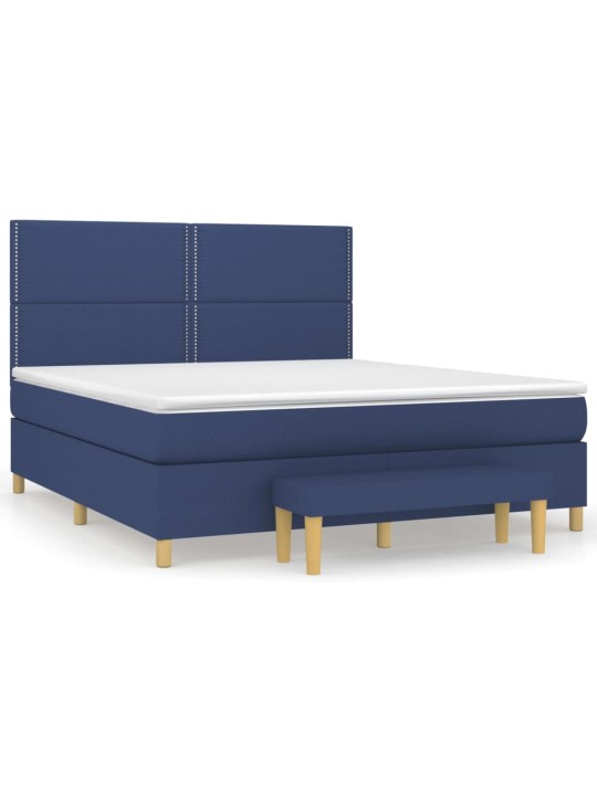 Box spring postel s matrací modrá 180x200 cm textil