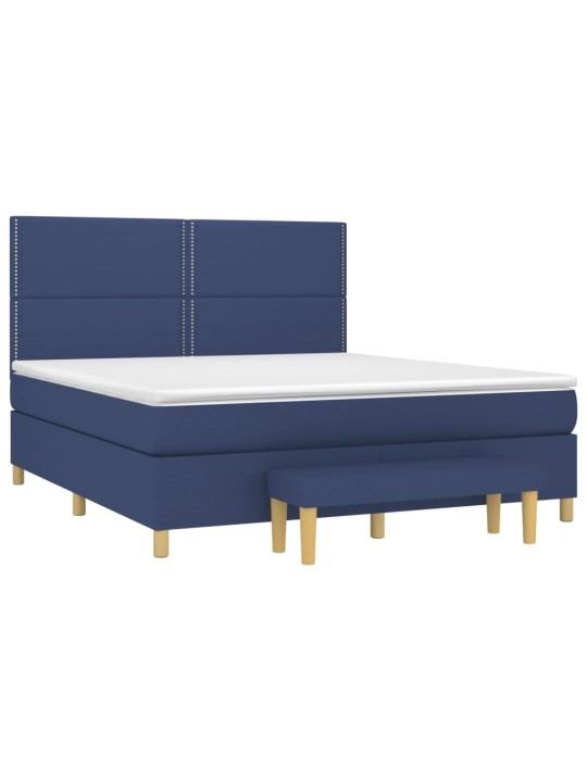 Box spring postel s matrací modrá 180x200 cm textil
