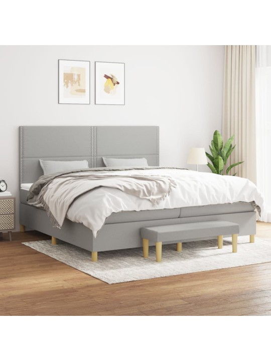 Box spring postel s matrací světle šedá 200 x 200 cm textil