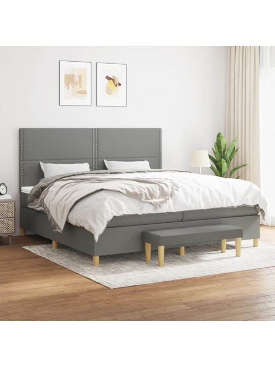 Box spring postel s matrací tmavě šedá 200x200 cm textil