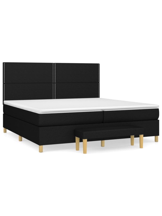 Box spring postel s matrací černá 200x200 cm textil