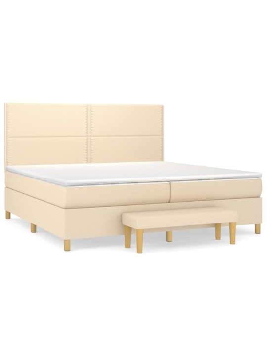 Box spring postel s matrací krémová 200x200 cm textil