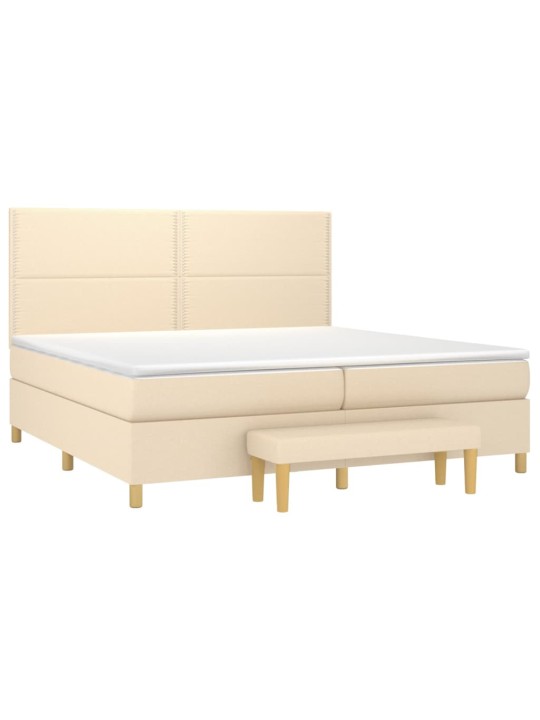 Box spring postel s matrací krémová 200x200 cm textil