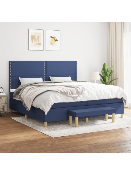 Box spring postel s matrací modrá 200x200 cm textil
