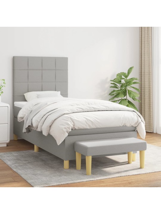 Box spring postel s matrací světle šedá 90x200 cm textil