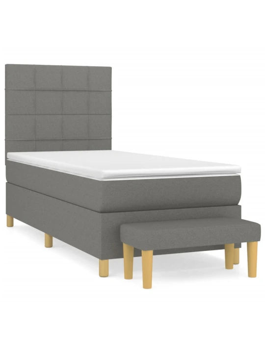 Box spring postel s matrací tmavě šedá 90x200 cm textil