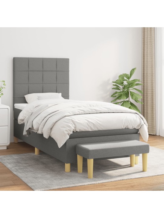 Box spring postel s matrací tmavě šedá 90x200 cm textil