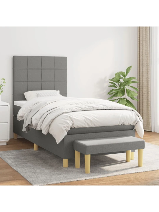 Box spring postel s matrací tmavě šedá 90x200 cm textil