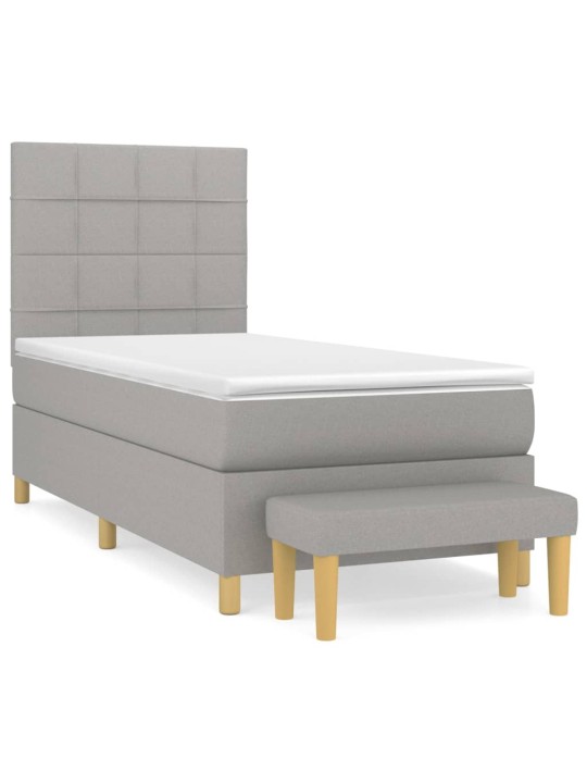 Box spring postel s matrací světle šedý 100 x 200 cm textil