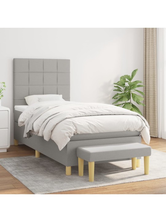 Box spring postel s matrací světle šedý 100 x 200 cm textil