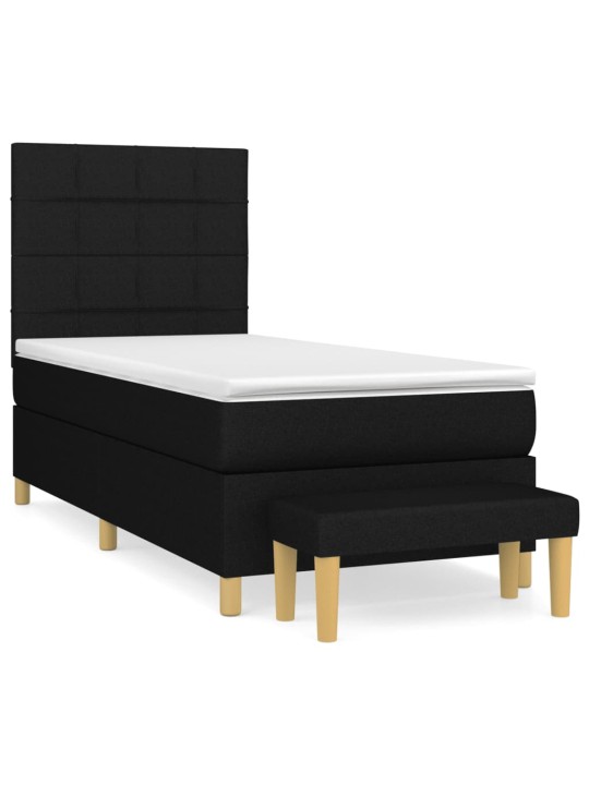 Box spring postel s matrací černá 100 x 200 cm textil