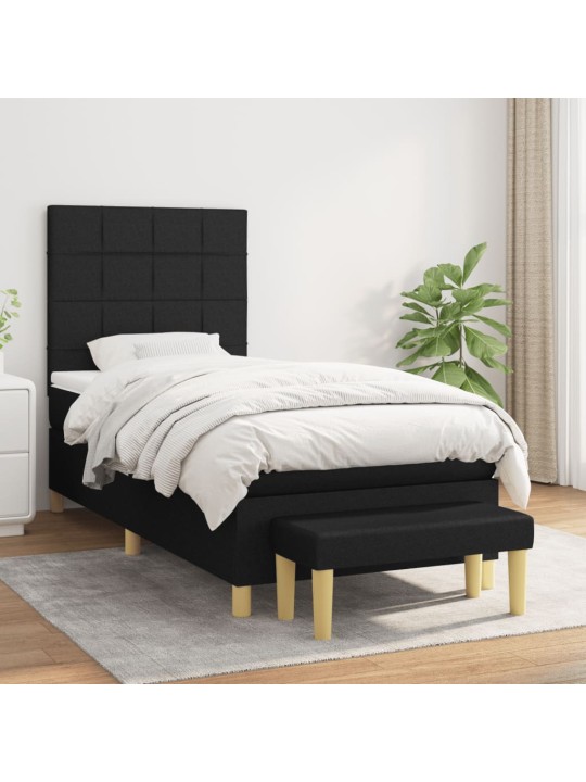 Box spring postel s matrací černá 100 x 200 cm textil