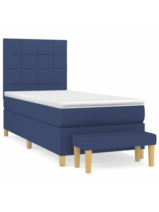 Box spring postel s matrací modrá 100 x 200 cm textil