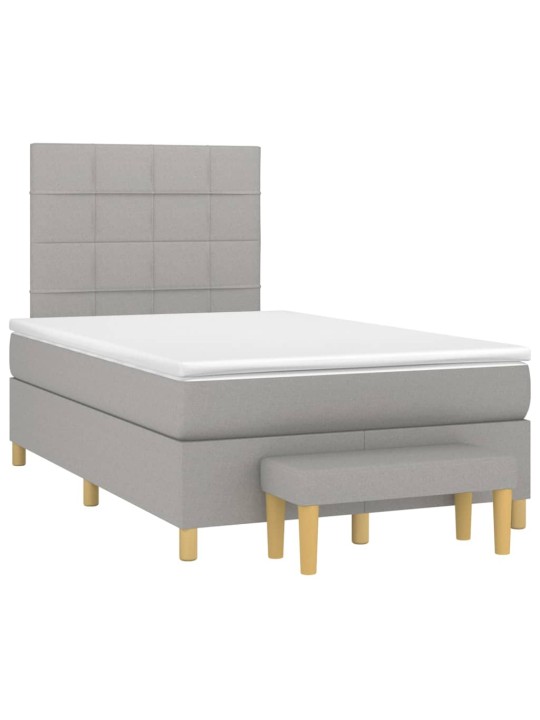 Box spring postel s matrací světle šedá 120 x 200 cm textil
