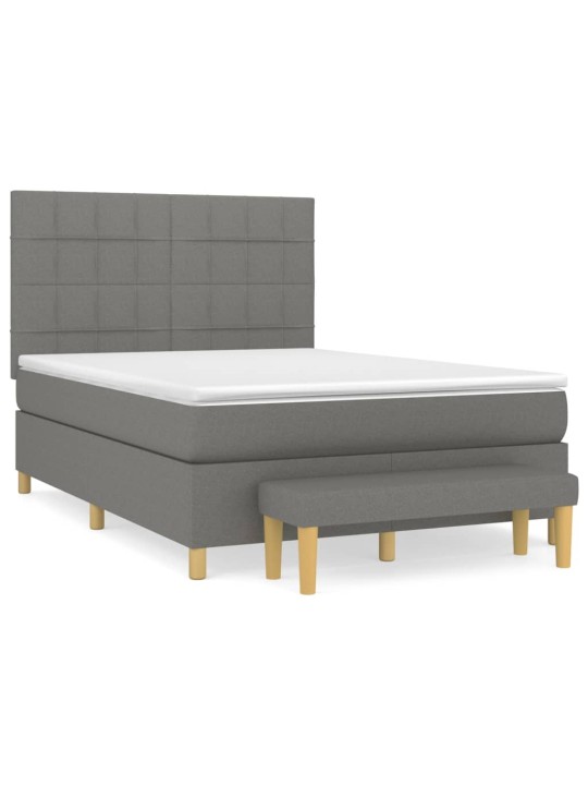 Box spring postel s matrací tmavě šedý 140 x 190 cm textil