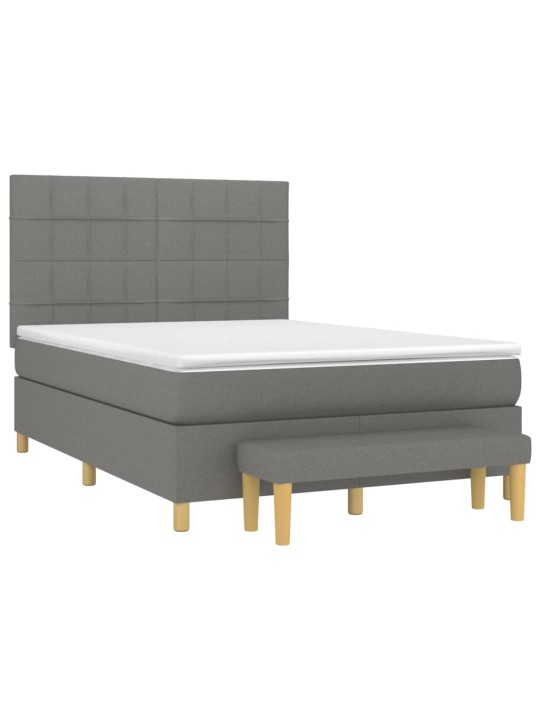 Box spring postel s matrací tmavě šedý 140 x 190 cm textil