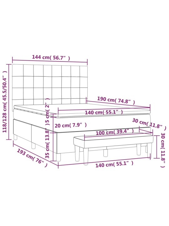 Box spring postel s matrací tmavě šedý 140 x 190 cm textil