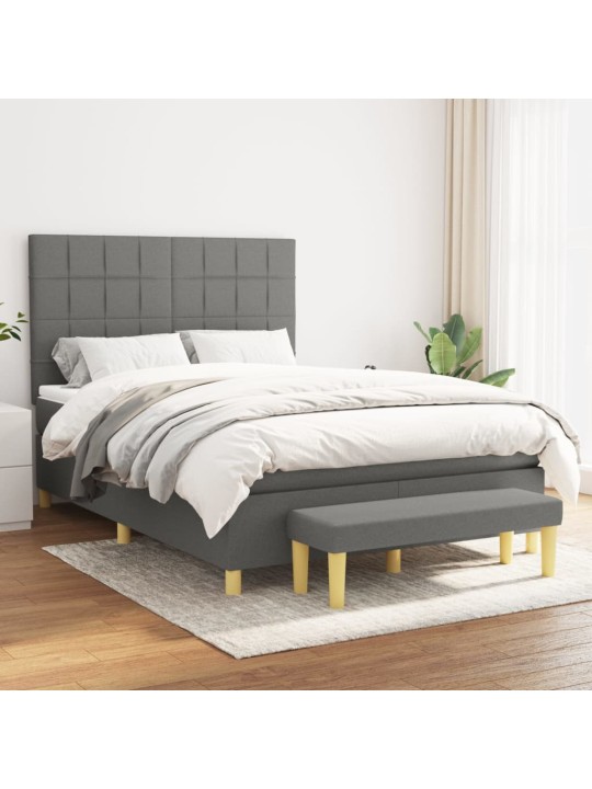 Box spring postel s matrací tmavě šedý 140 x 190 cm textil